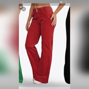 Flamingo Red Wide Leg Corduroy Pants Womens Size Large